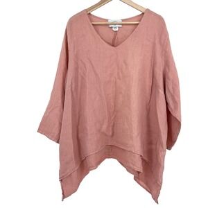 La Fixsun Linen V Neck Tunic Top‎ Women XL Lagenlook